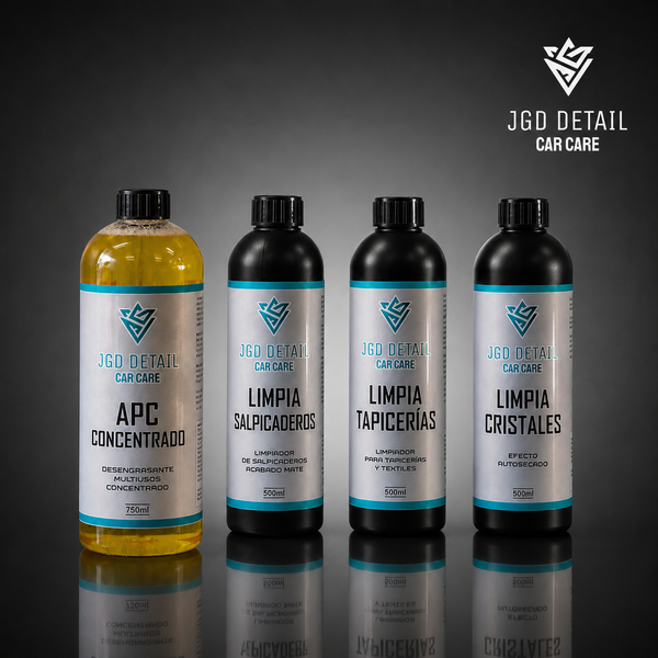 Pack Interior Cuero — APC + Limpia Salpicaderos + Limpia Alcántara y Cuero + Nutrición Piel + Limpia Cristales